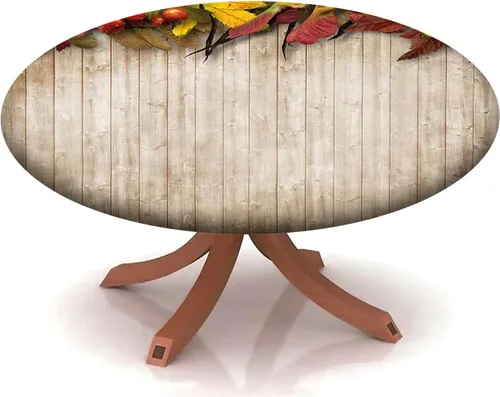 Miniatura 18 de Mantel redondo ajustable con patrón marítimo, borde elástico, adecuado para catering y cocina, se puede limpiar con el mantel de mesa redonda