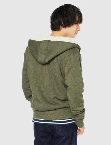 Miniatura 4 de Tienda Essentials - Sudadera de vellón con capucha, con forro de sherpa y cierre completo de cremallera para hombre
