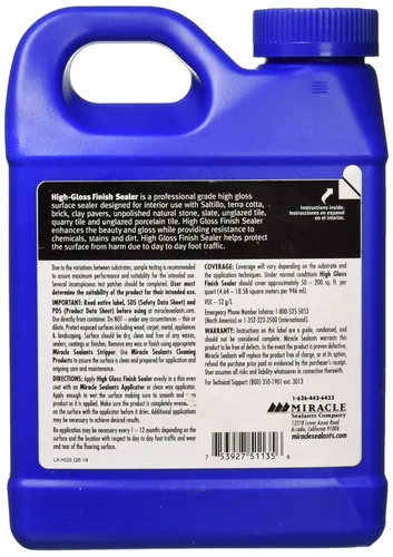 Miniatura 2 de Miracle Sealants Sellador de acabado brillante para azulejos y piedras, a base de agua, cuarto de galón