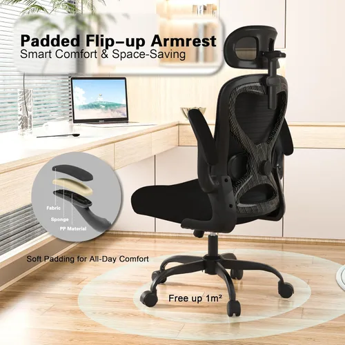 Miniatura 7 de Sillas de escritorio de oficina en casa, silla de oficina ergonómica con soporte lumbar y reposacabezas 3D, silla de escritorio para computadora