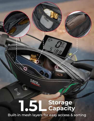 Miniatura 2 de KEMIMOTO Bolsa de manillar de motocross - Bolsa de almacenamiento impermeable para manillar de motocicleta, compatible con Sur-Ron Light Bee X, S