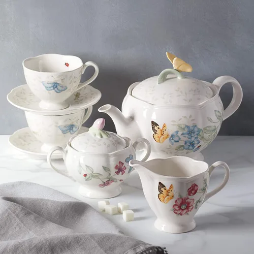 Miniatura 5 de Lenox Butterfly Meadow - Juego de té de 8 piezas, servicio para 2, color blanco