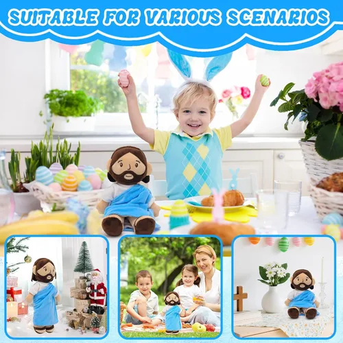 Miniatura 6 de Yelakey Muñeco de peluche de Jesús marrón de 11.8 pulgadas, guardián, bautizo, peluche, juguete de Salvador, regalos para la iglesia, escuela