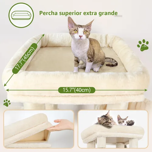 Miniatura 2 de Globlazer Torre de Gato para Gatos de Interior, Árboles de Gato de Alta Resistencia para Gatos Grandes Gatos Adultos Grandes Torre de Gato Maine