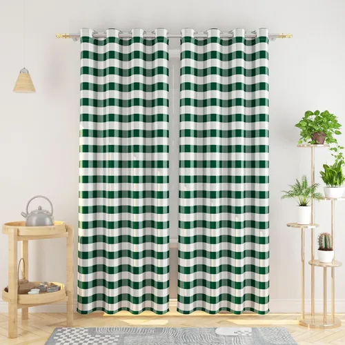 Miniatura 100 de Cortinas de 24 pulgadas de largo con diseño Buffalo Check Gingham Plaid para ventanas de cocina y baño, tratamiento para ventanas con 2 paneles