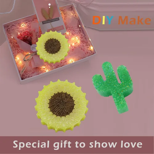 Miniatura 6 de YILIN Juego de 3 moldes para ventilación de automóvil, cactus de girasol pequeño y vaca de las tierras altas para principiantes de automóvil