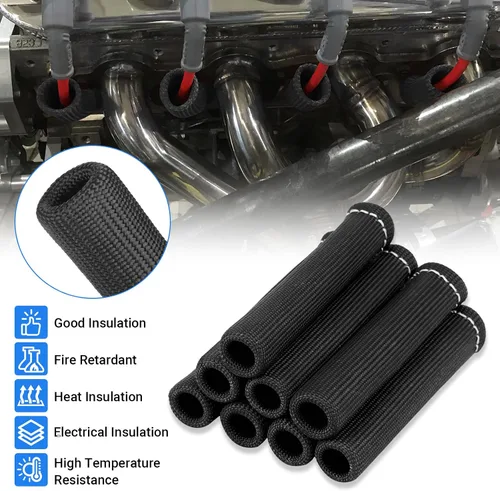 Miniatura 7 de Cable de bujía de protección contra el calor de la manga de 2500 ° de la bujía protector de arranque Botas Wrap para SBC BBC 350 454 8 piezas tapas
