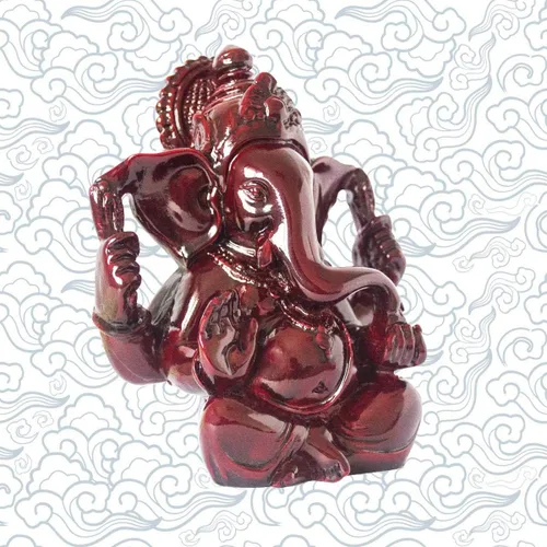 Miniatura 2 de Dios hindú Señor Ganesha ídolo Estatua de elefante indio Buda Ganesh Escultura Bendición Hogar Pooja Diwali Decoración Buena suerte (rojo oscuro)