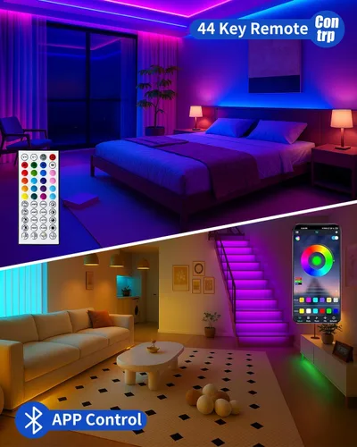 Miniatura 3 de Tiras de Luces LED Inteligentes de 50 Pies para Dormitorio, Control por Aplicación, Iluminación para Dormitorio, Decoración de Habitación
