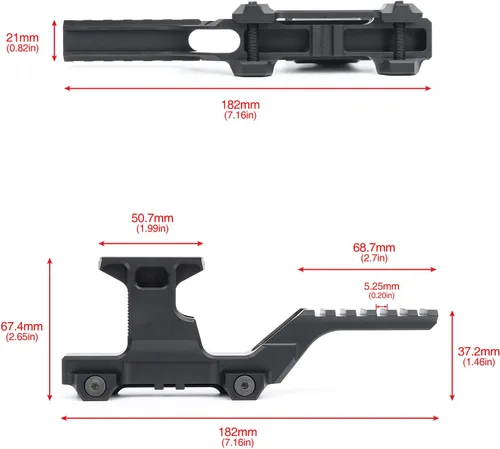 Miniatura 7 de Grupo Táctico Tipo HY Montura de Punto Rojo Montura Elevadiza Adaptador Láser Montaje Base de Riel Picatinny Montura de Alcance Elevadiza para (4BK)