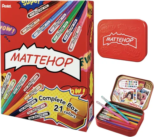 Miniatura 29 de Pentel Mattehop - Cartera con rodillo de gel de 0.039 in, 7 piezas, colores originales Surtido