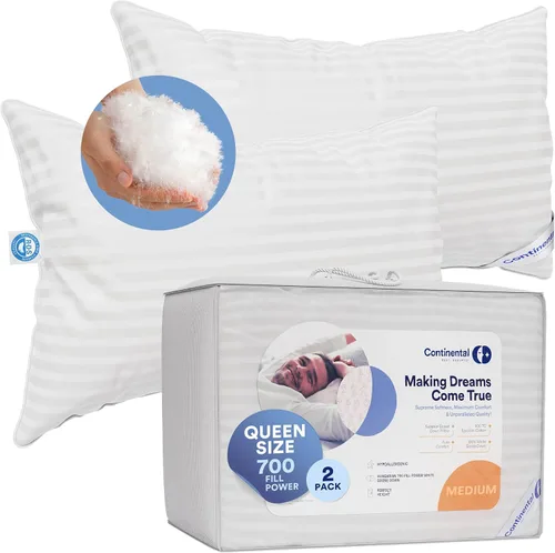 Miniatura 25 de Continental Bedding Almohada de Plumón de Ganso Serenity Plumón Blanco Húngaro 700 Fill Power Funda de Algodón Damasco 400TC Fabricado