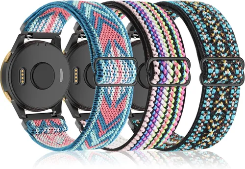 Bolesi Paquete de 3 correas elásticas de nailon compatibles con Garmin Venu/Venu Sq/2 Plus, correas elásticas de 0.787 pulgadas para Vivoactive 5/3,