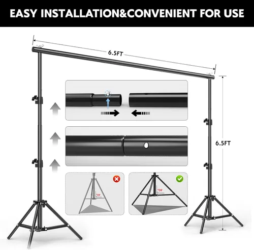 Miniatura 5 de BEIYANG Soporte de fondo ajustable de 6.5 x 6.5 pies, kit de soporte de fondo para fotos con bolsa de transporte para fiestas, decoración, bodas