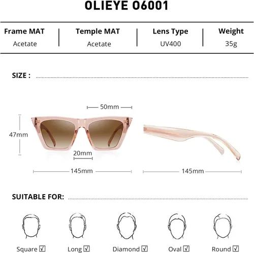 Miniatura 2 de Gafas de sol cuadradas vintage para mujer, diseño de ojo de gato pequeño