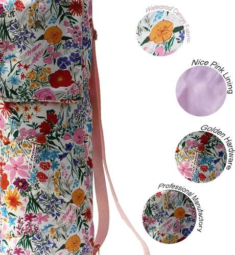 Miniatura 2 de ESVAN Bolsa para esterilla de yoga con múltiples bolsillos. Bolsa de transporte con cordón para esterilla de yoga, Pilates, ejercicio. Bolsa