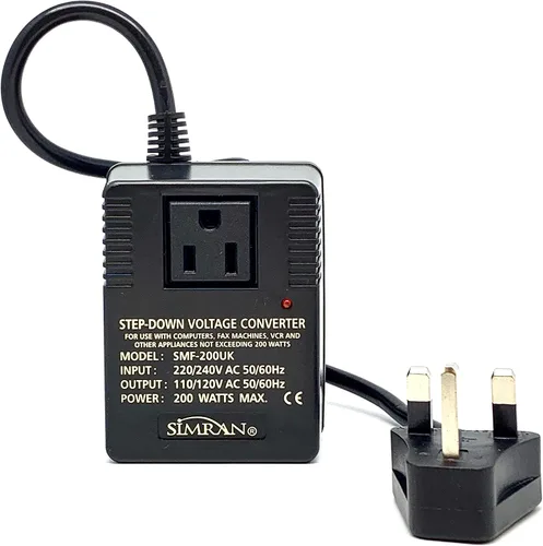 Miniatura 4 de Simran SMF-200 Deluxe 200 vatios, conversor de voltaje para viajes internacionales a países con 220 V.