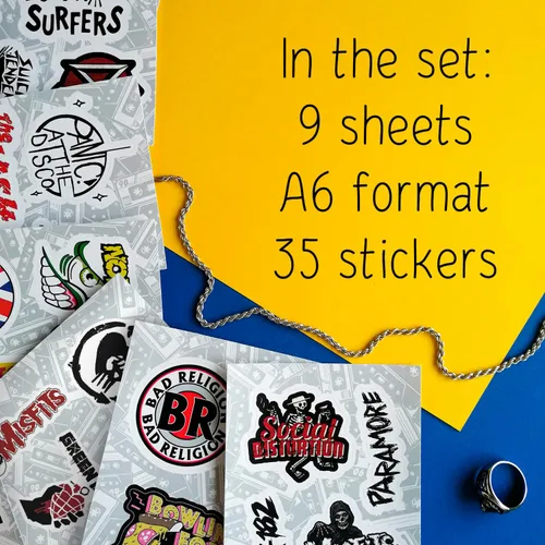 Miniatura 2 de BulbaCraft Pegatinas Punk Rock - Pegatinas de Banda para Adultos, Adhesivos Autoadhesivos e Impermeables, Pegatinas Punk Rock para Laptops