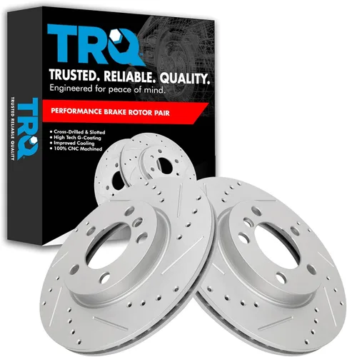 Miniatura 319 de TRQ Juego de rotores de freno de rendimiento trasero con revestimiento G premium compatible con Mazda 6 2014-2021