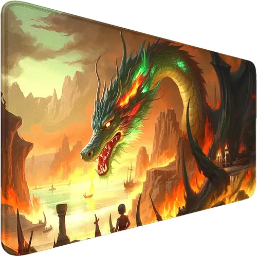 Miniatura 11 de Tapete de juego para MTG, bordes cosidos, TCG, 24 x 14 pulgadas, antideslizante, Dragon MTG, superficie lisa, base de goma, alfombrilla de mouse