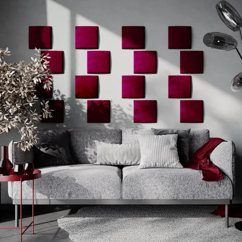 Miniatura 63 de Paneles de arte acústicos decorativos de terciopelo suave para pared, azulejos absorbentes e insonorizantes ecoamortiguadores, tablones suaves Blanco