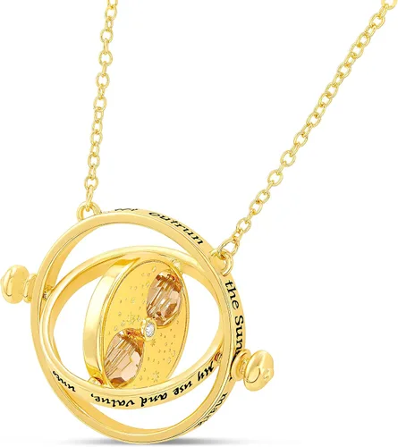 Harry Potter Joyería Hermione - Collar giratorio mágico de reloj de arena de viaje en el tiempo, girador de tiempo, chapado en oro, 22 pulgadas,