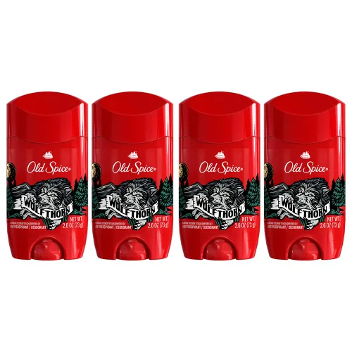 Old Spice Wild Collection Wolfthorn Scent - Desodorante antitranspirante sólido invisible para hombre, 2.6 onzas (paquete de 4)