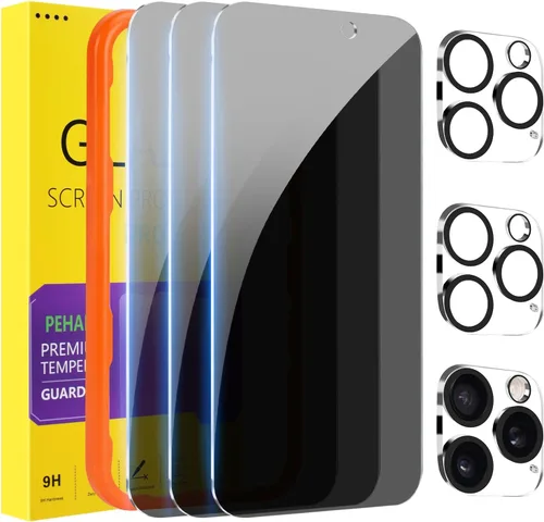 Miniatura 14 de PEHAEL 3+3 Pack para iPhone 17 Pro protector de pantalla de privacidad con protector de lente de cámara, película de vidrio templado antiespía