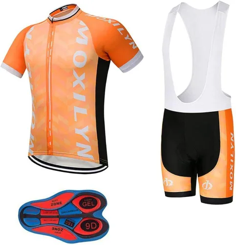 Conjunto de camiseta de ciclismo de secado rápido para hombre, camiseta de bicicleta de carretera + pantalones cortos con almohadilla de gel 9D, kit