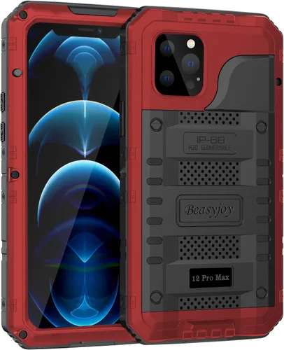 Miniatura 31 de Beasyjoy Funda impermeable para iPhone 12 Pro Max, cubierta protectora de cuerpo completo con protector de pantalla incorporado, resistente a Negro