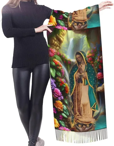 Miniatura 2 de Waygotee Our Lady Of Guadalupe Virgin Mary Soft Cashmere - Bufandas ligeras para mujer, chales grandes y envolturas de regalo de Navidad, Aa-08