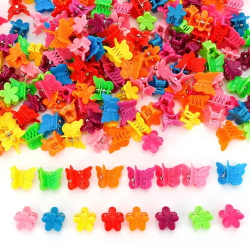 YISSION 200 pinzas para el cabello con diseño de flores, pinzas de mariposa para el cabello, pinzas pequeñas para el cabello de los años 90,
