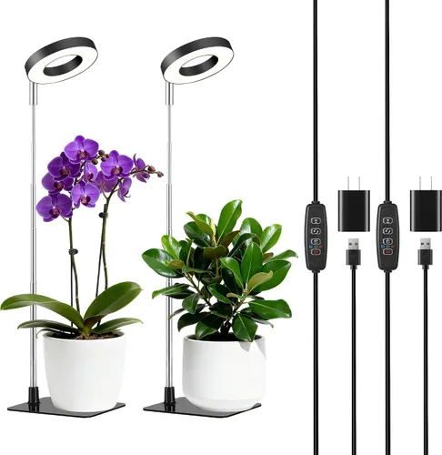 Miniatura 8 de Luz blanca de cultivo de 3.54 pulgadas, luces de espectro completo para plantas para cultivo en interiores con temporizador de 3/9/12H, 3 modos