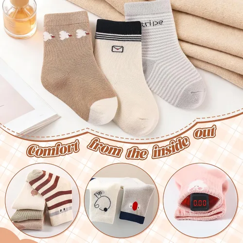 Miniatura 5 de Calcetines suaves y cómodos a media pantorrilla para bebés y niños pequeños, paquete de 5, unisex, perfectos para edades de 0 a 5 años