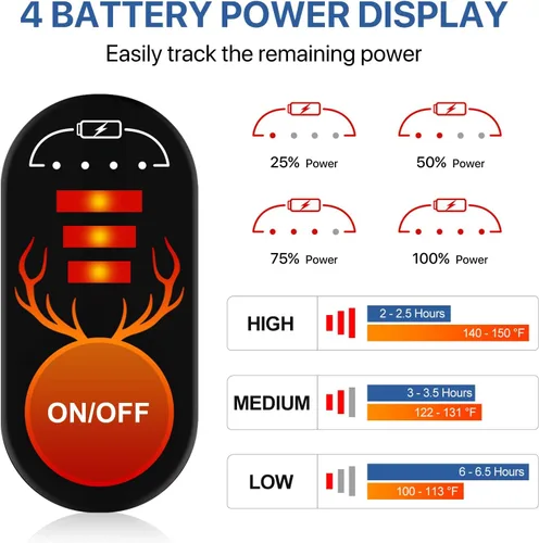Miniatura 2 de SNOW DEER Guantes térmicos para hombres y mujeres, 7.4 V 2200 mAh, batería eléctrica recargable, esquí, esquí, patinaje, nieve, camping, senderismo