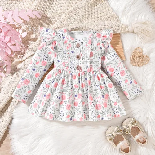 Miniatura 5 de HINTINA Conjunto de ropa de 2 piezas para niña pequeña con volantes y manga larga
