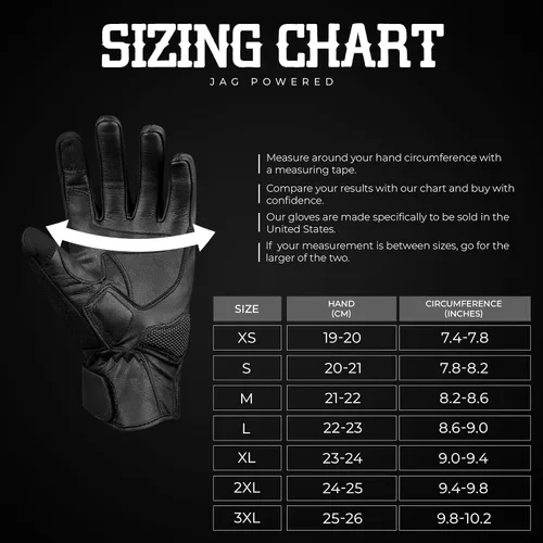 Miniatura 7 de J.A.G. Guantes de motocicleta – Guantes de motocicleta perforados de cuero premium para hombres con protección de nudillos Guantes de motocicleta