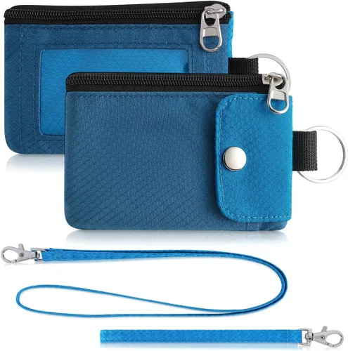 Miniatura 59 de Artpaxy Cartera minimalista para hombres y mujeres, llavero con bloqueo RFID, con cremallera, pequeña cartera con ventana de identificación, 2