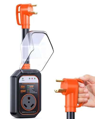 Miniatura 14 de GEARGO Protectores contra sobretensiones RV de 30 amperios, 12000 julios, analizador de circuitos de RV, protección contra sobretensiones IP68
