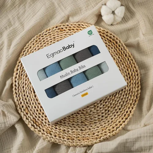 Miniatura 2 de Baberos de muselina para niños y niñas, paquete de 10 baberos súper absorbentes para bebé, bandana para dentición y babeo, 100% algodón suave