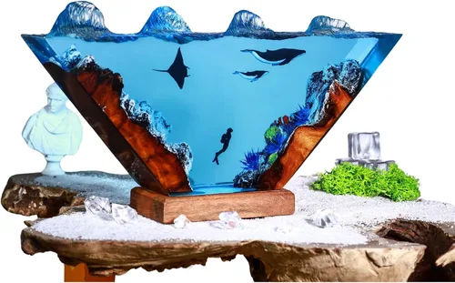 Miniatura 3 de Humpback Whale and Diver Night Lights, Manta Rays Epoxy Lamp, Epoxy Resin Table Lamp, Boho Home Decor Creative Personalized Gifts, Gift for Her Him