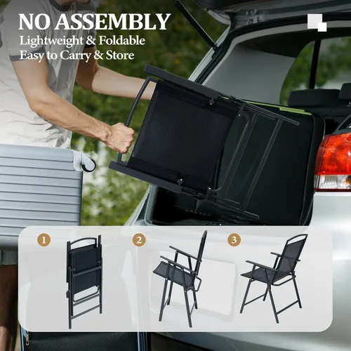 Miniatura 5 de Crestlive Products Juego de 4 sillas plegables para patio, sillas plegables para exteriores con marco duradero resistente al óxido