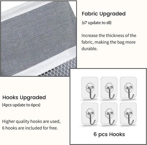 Miniatura 4 de Kanrichu 2 bolsas organizadoras para colgar en la pared, cesta de almacenamiento para colgar en la puerta de tela de lino con bolsillos, contenedor
