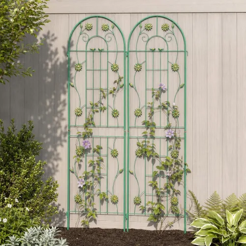 Miniatura 30 de Paquete de 4 enrejados de jardín de metal de 71" de altura, cerca de jardín, enrejado a prueba de óxido para plantas trepadoras, soporte de rosas