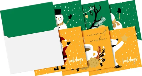 Miniatura 6 de Tarjetas de Navidad en blanco 2026 – 25 tarjetas verdes y 25 doradas de 5 x 7 pulgadas, 50 sobres blancos – Ideal para saludos de Navidad