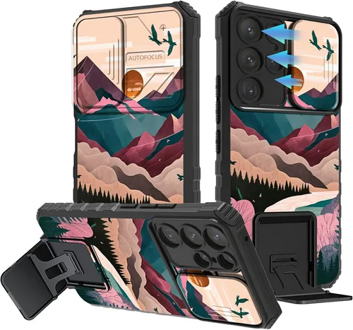 Miniatura 378 de Funda para Samsung Galaxy S22 Ultra 5G, Galaxy S22 Ultra con cubierta de cámara deslizante, funda resistente de doble capa con función atril Black