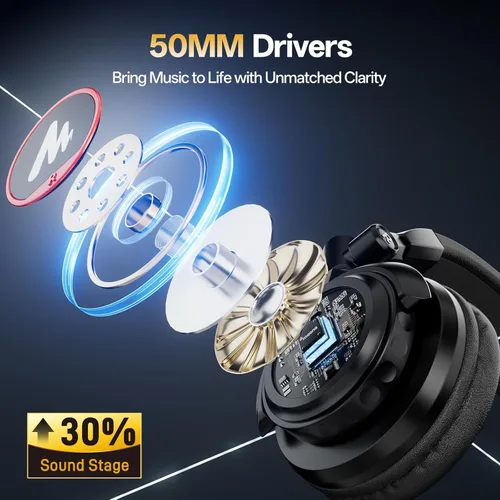 Miniatura 3 de MAONO Auriculares de estudio con controladores de 50 mm Pro Monitor de estudio, MH501 Auriculares cerrados con cable no desmontable para grabación
