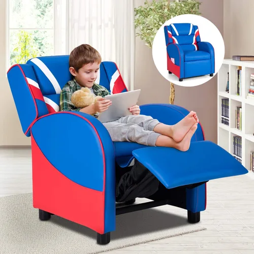 Miniatura 2 de HONEY JOY Silla reclinable para niños, silla reclinable para juegos juveniles con bolsillo lateral, reposacabezas y reposapiés ergonómicos, silla