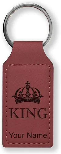 Miniatura 29 de Llavero rectangular, corona de rey, grabado personalizado incluido, Bambú
