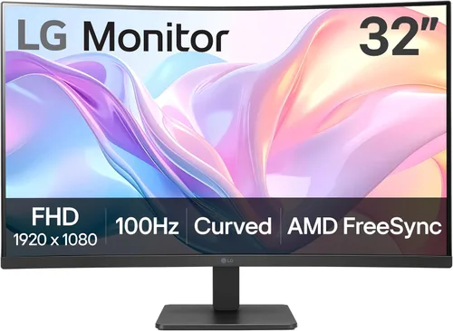 LG 32MR50C-B Monitor curvo de 32 pulgadas FHD 100Hz AMD FreeSync Control OnScreen Sincronización de acción dinámica Estabilizador negro Soporte con